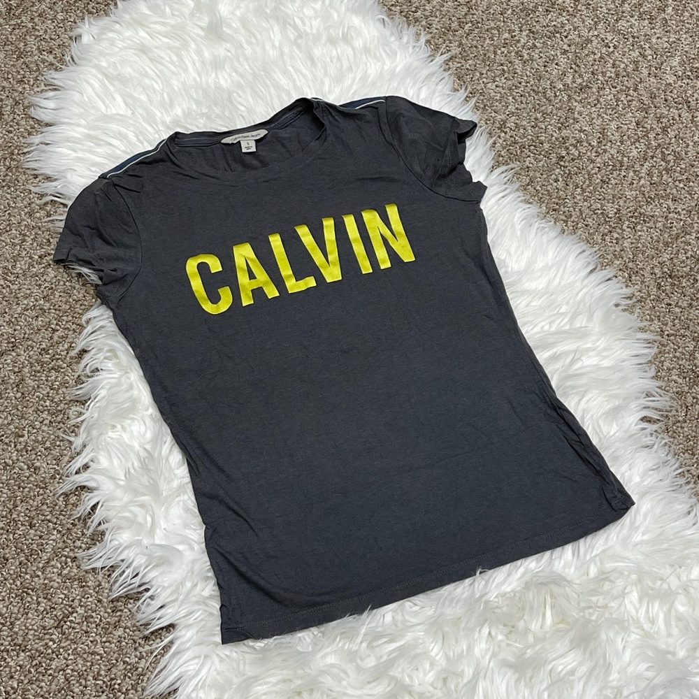 Calvin Klein Jeans Women T-shirt Size S Dark Gray